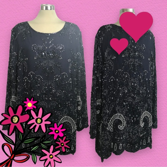 CANDLELIGHT & Champagne Beaded  Dark Blue Elegant Designed  100% Silk - Picture 4 of 17